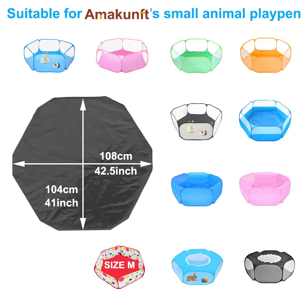 Amakunft Waterproof Hexagon Playpen Mat Washable Pee Pad Fit with Small Animal Playpen (42.5in x 41in) Reusable Pet Bedding Liner for Guinea Pig, Rabbit, Hamster, Chinchilla, Hedgehog Indoor/Outdoor