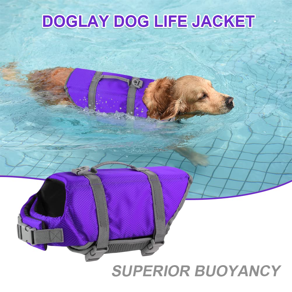 Doglay Dog Life Jacket, Dog Life Vest for Swimming Boating, Adjustable Puppy Life Jacket with Reflective Stripes, Superior Buoyancy Dog Swimming Vest for Small Medium and Large Dogs