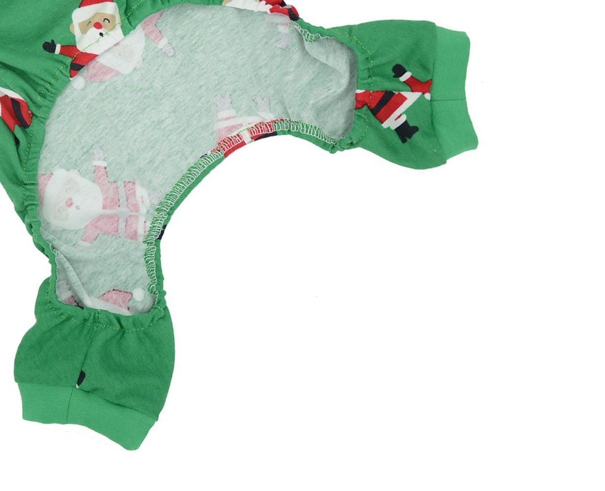 Lanyarco Santa Claus Xmas Cotton Dog Christmas Pajamas, Pet Dog Jammies Jumpshit PJS Christmas Pajamas for Dogs Large Dogs, Back 23" XLarge XL, Green