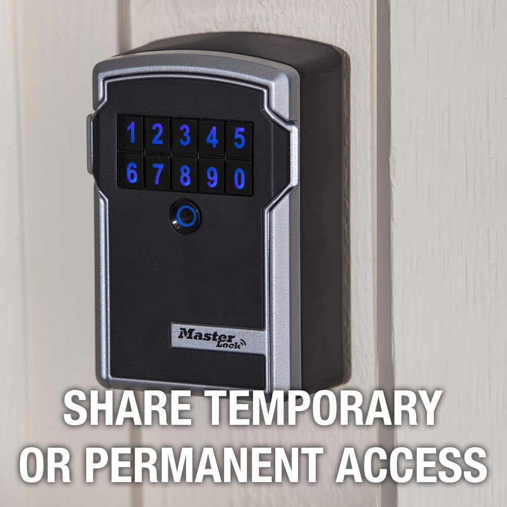 Master Lock Lock Box, Electronic Wall Mount Key Safe, Bluetooth iOS/Android App and Keypad Codes, 3-1/4 in. Wide, 5441EC