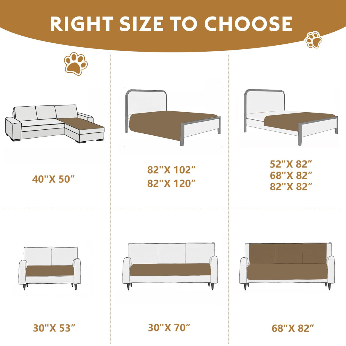 FunFurry Waterproof Dog Blanket, Couch Cover for Dogs Washable, Reversible Dog Bed Cover, Couch Furniture Protector. (Dark&Light Brown, 82 X 82 Inch - 1 Pack)