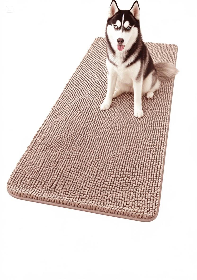ChgLiPets 39" X 20" Washable Dog Door Mat, Ultra fine Fiber Dog Door Mat, Quick Drying Chenille Pet Entrance Mat, Machine Washable Indoor and Outdoor Rug (Camel)