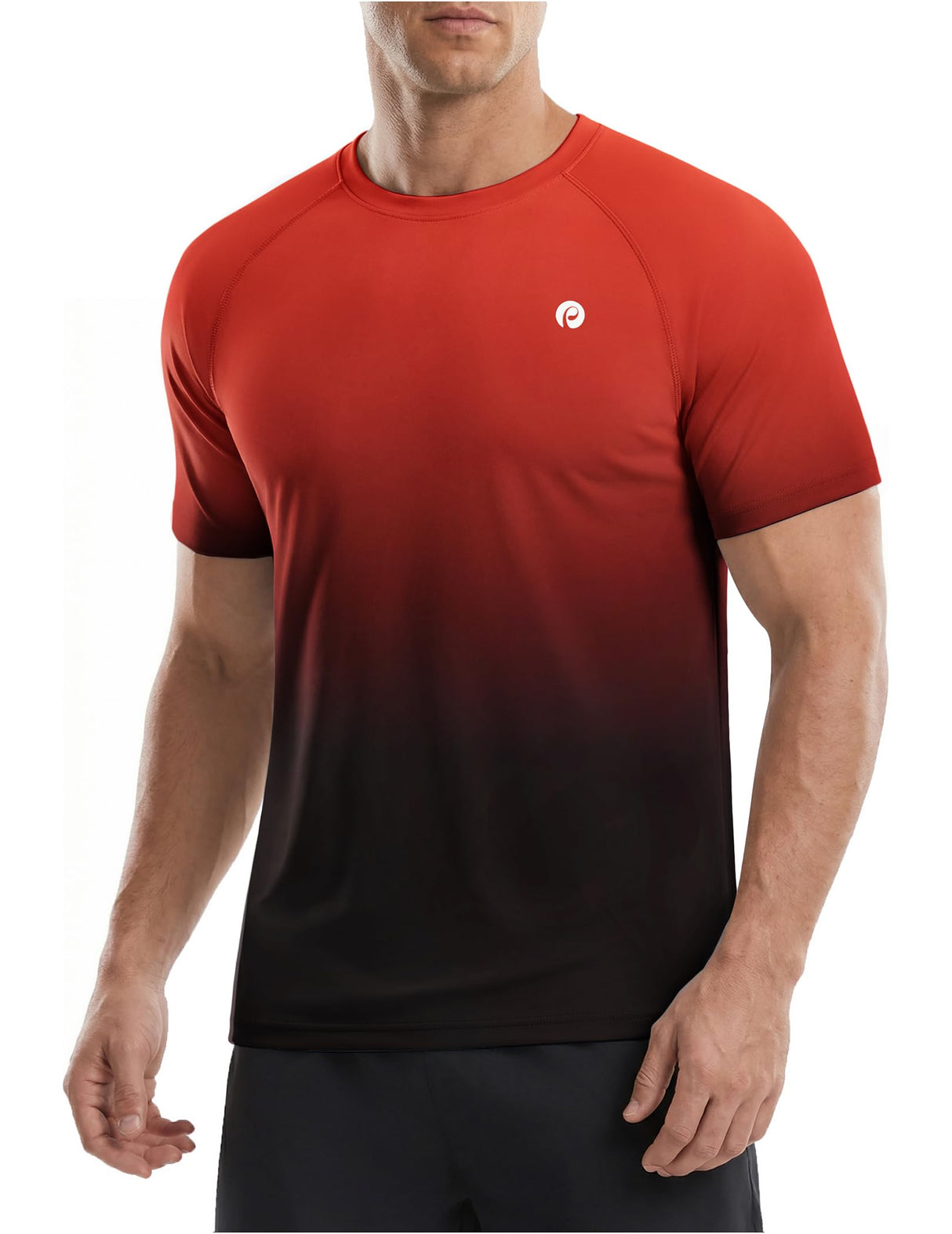 PINSPARK Mens Workout Shirts UPF 50+ Sun Protection Shirts Swim SPF UV Quick Dry Short Sleeve T-Shirts for Athletic Fishing Rash Guard L