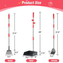 Load image into Gallery viewer, FUSBUNTY Dog Pooper Scooper Set, Pooper Scooper for Dog, Heavy Duty Stainless Steel Rake with Extra Large Tray & Spade No Bending Clean Up for Pet Waste Removal, for Grass, Dirt Or Gravel.