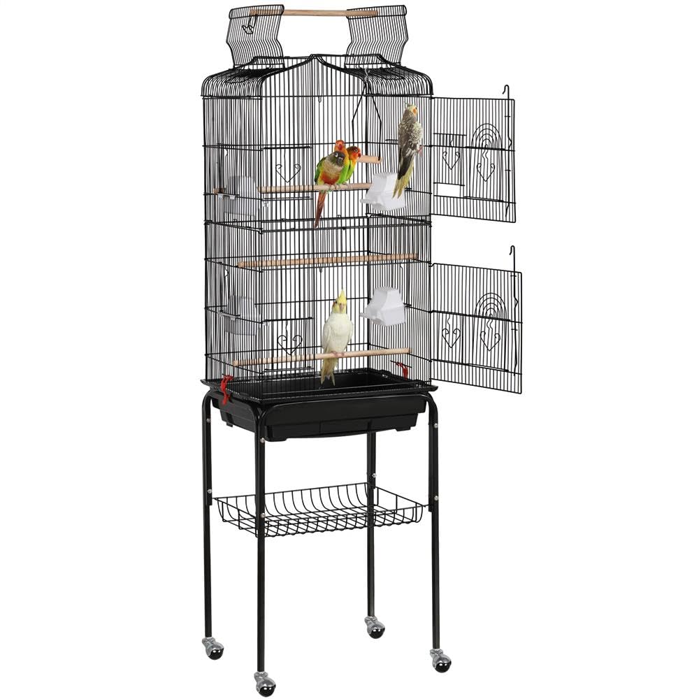 Yaheetech 64-inch Play Open Top Medium Small Bird Cage with Detachable Rolling Stand for Parrot Lovebirds Finches Canaries Parakeets Cockatiels Budgie Parrotlet Conures