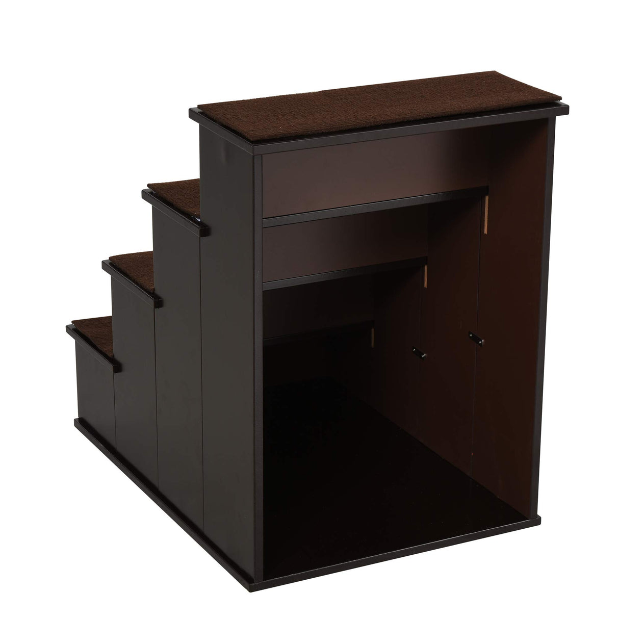 PawHut Pet Stairs, Small Pet Steps with Cushioned Removable Covering for Dogs and Cats Up to 22 lbs, Brown