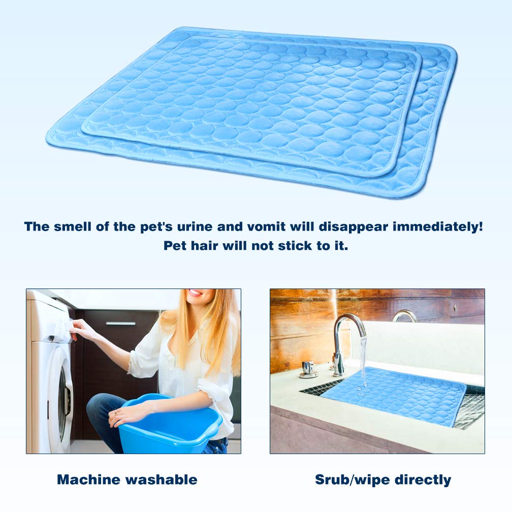 MeiLiMiYu Washable Dog Ice Silk Self Cooling Mat for Indoor & Outdoor Dog Mat with Cooling Pad & Blanket