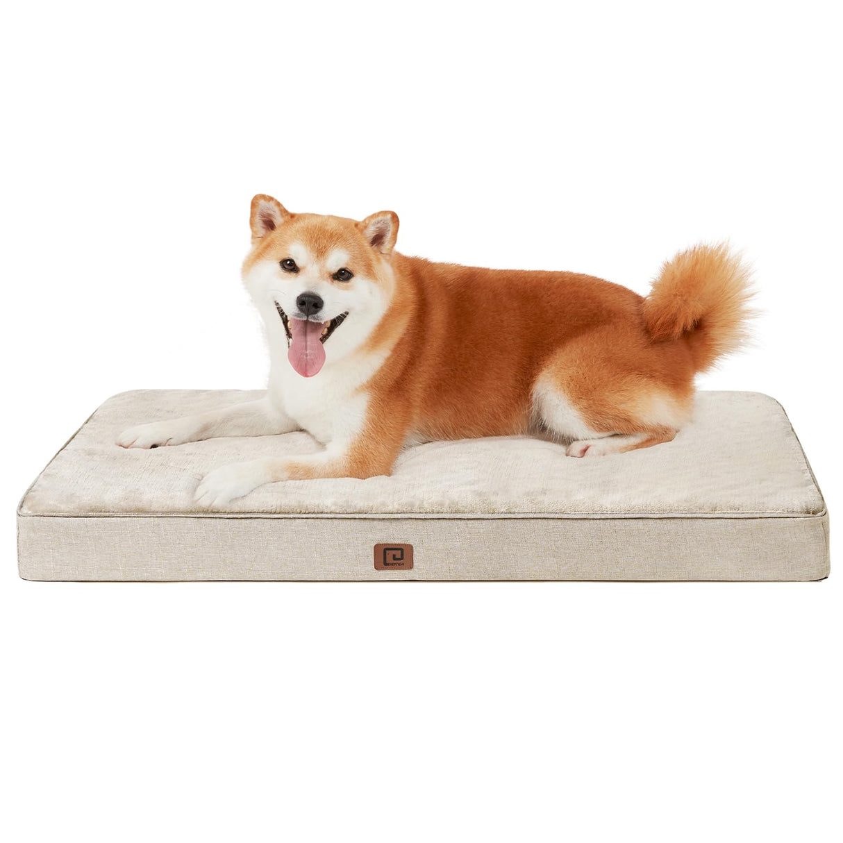EHEYCIGA Waterproof Dog Bed Orthopedic 30"x20", Memory Foam Pet Bed for Medium Dogs, Washable Pet Mat with Removable Cover, Beige