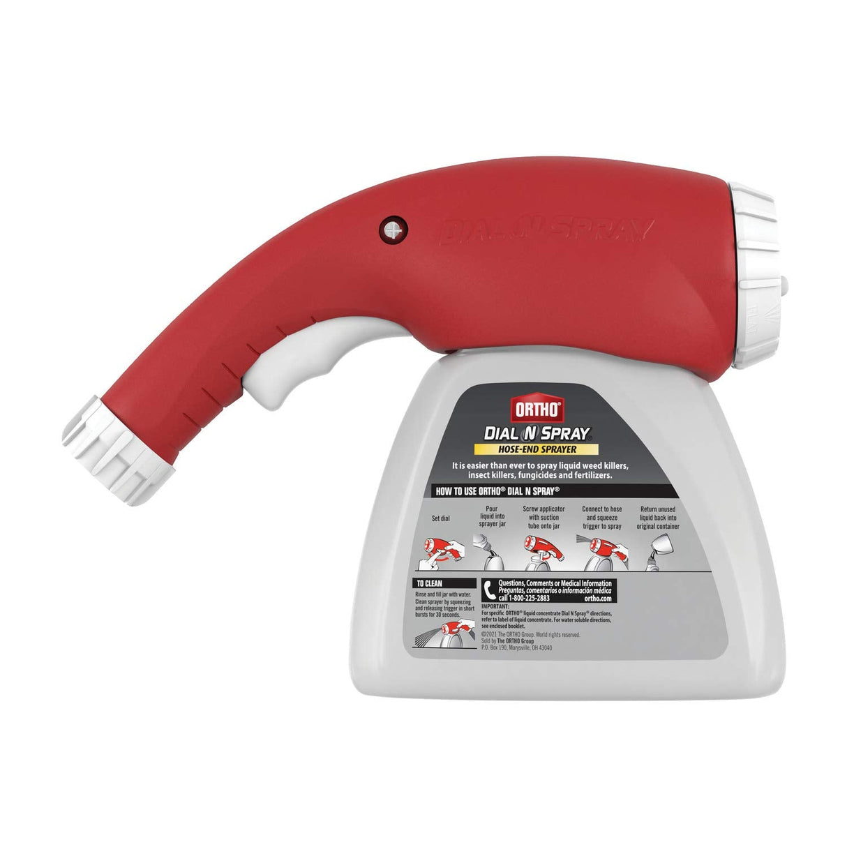 Ortho Dial N Spray Hose-End Sprayer - For Liquid Weed Killer, Insect Killer and Fungicide, Hose Fertilizer Sprayer with 14 Dilution Settings