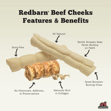 Load image into Gallery viewer, Redbarn Pet Products All-Natural Large Beef Cheek Rolls for Dogs, Uncoated - Single Ingredient Grain-Free Chew Treat Naturally Rich in Collagen - No Artificial Preservatives - Pack of 4