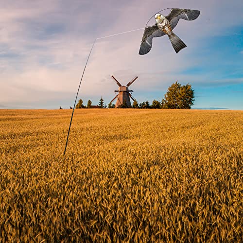 Flerigh Bird Hawk Flying Kite with Pole Crops Farm Protector Bird Scarer Flying Kite with 4m Pole-Style B