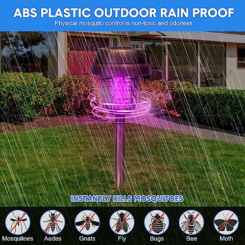 Qualirey 4 Pcs Solar Mosquito Zapper Outdoor Waterproof Solar Zapper Bug Outdoor Solar Powered Mosquito Killer Lamp Lighting Mosquito Repellent Lamp for Garden Yard Insect
