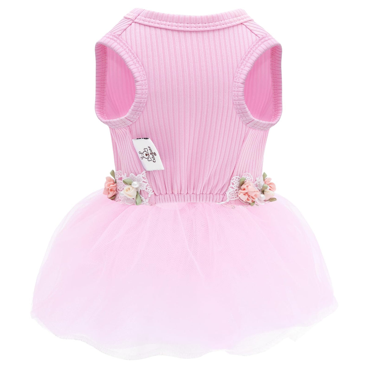 CuteBone Pink Tulle Skirt Dog Wedding Bridesmaid Dress for Puppy with Lace Trim at Waist - Comfortable, Stylish, and Perfect for Special Occasions HBQ01L