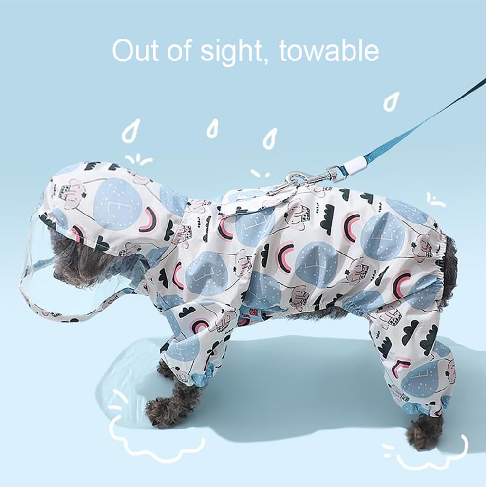 Maigllra Pet Dog Raincoat Pet Waterproof Rain Jacket with Transparent Hood, Cute Elephantst Printing Raincoat for Small Medium and Large Dog