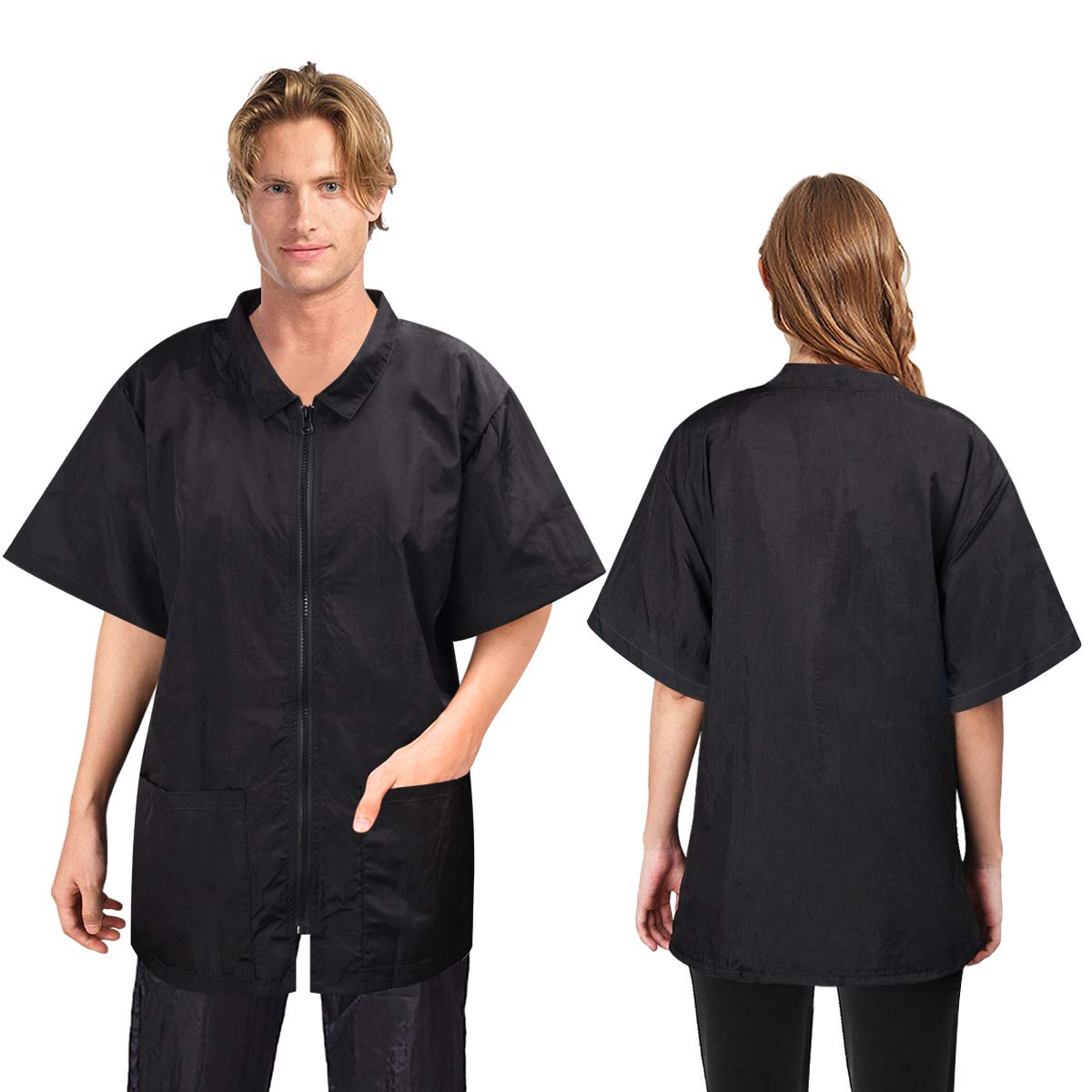 Noverlife Pet Grooming Jacket with Full Zipper, L Size, Anti-Static Smock for Dog Cat Beauty, Water Resistant Barber Apron Jacket for Hair Salon, Cosmetology Uniforms for Men and Women