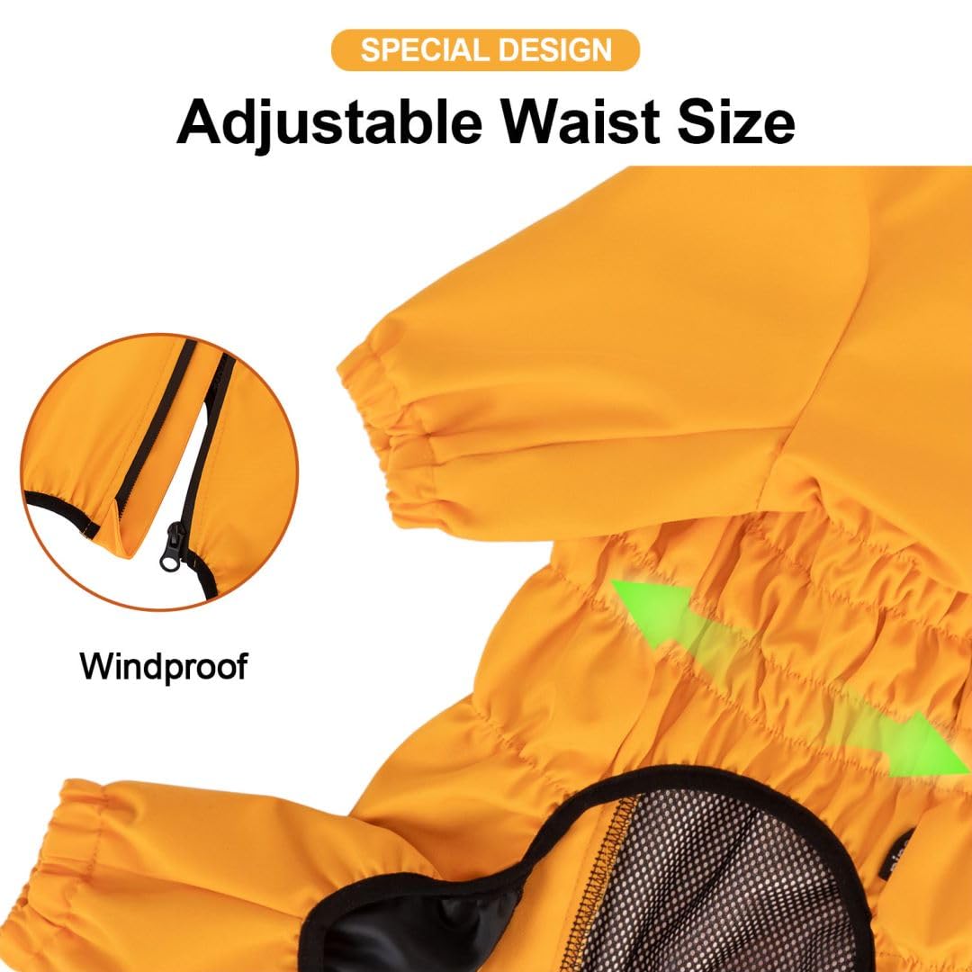 PINA Dog Raincoat with Hood, Lightweight Dog Jacket, Poncho with Reflective Strap and Pocket, Full Wrap Design for Wet Weather