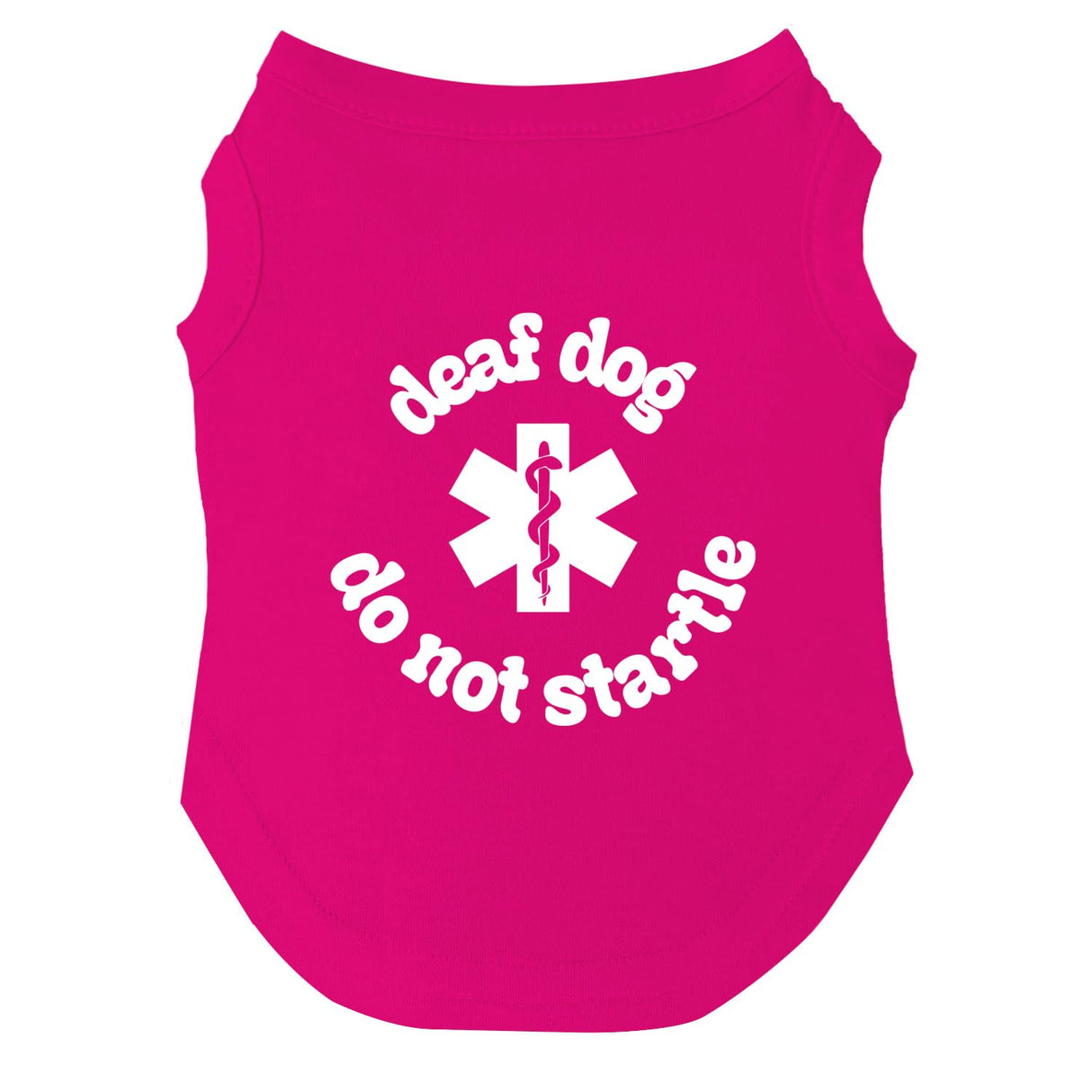 Deaf Do Not Startle Dog Tee Shirt | Sleeveless Breeds | Deaf | Hearing Impaired Pet Warning | Nervous |Hot Pink, 2X-Large 1362