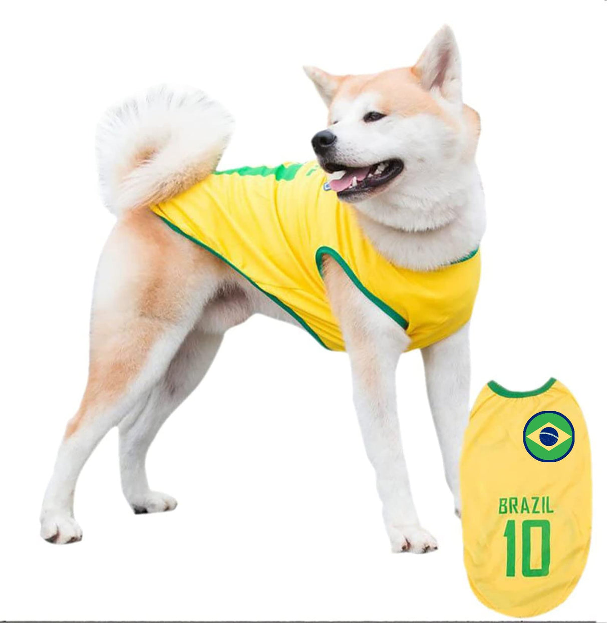 GabeFish Dog World Cup T Shirt Pets Football Jersey Sports Soccer National Team Vest Cat Summer Cool Clothes Apparel Brazil 4X-Large