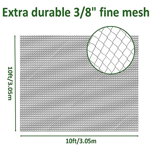 POYEE 10 x 10 FT Bird Netting for Garden Woven Mesh Garden Netting for Plants, Vegetable, Fruit Trees, Blueberry Bushes, Strawberries Against Birds, Deer, Squirrels and Other Animals