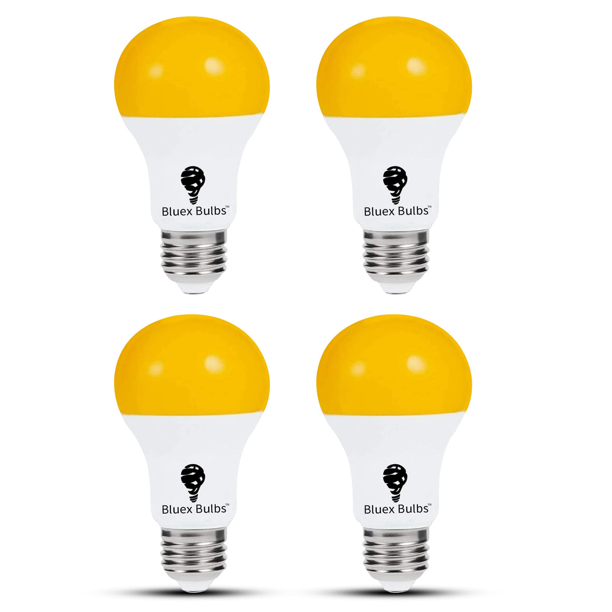 4 Pack LED Dusk to Dawn A19 Bug Light Bulbs, Yellow Bulb, Amber Light with Automatic Sensor Bulb, LED Porch Lights Security Outdoor Bulb, Auto on/Off, 2000K E26, 500 Lumens (4 Pack - Yellow)