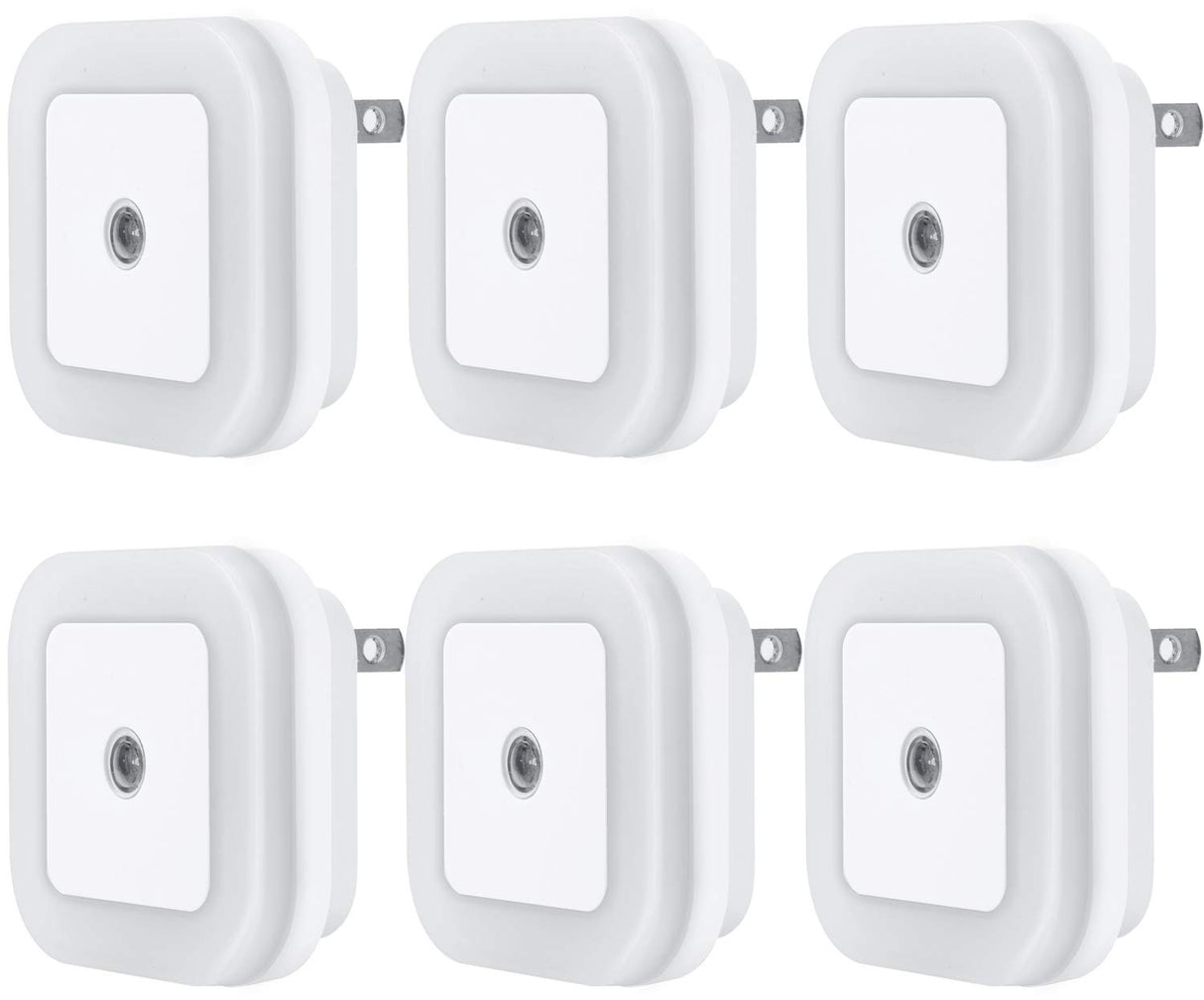 LED Night Light Lamp with Smart Sensor Dusk to Dawn Sensor, Daylight White, 0.5W Plug-in, 6-Pack