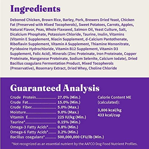 Halo Holistic Dog Food Cage Free Chicken & Brown Rice Formula, Healthy Grains Dry Dog Food, Complete Digestive Health, Kibble for Adult Dogs, 10 lb Bag