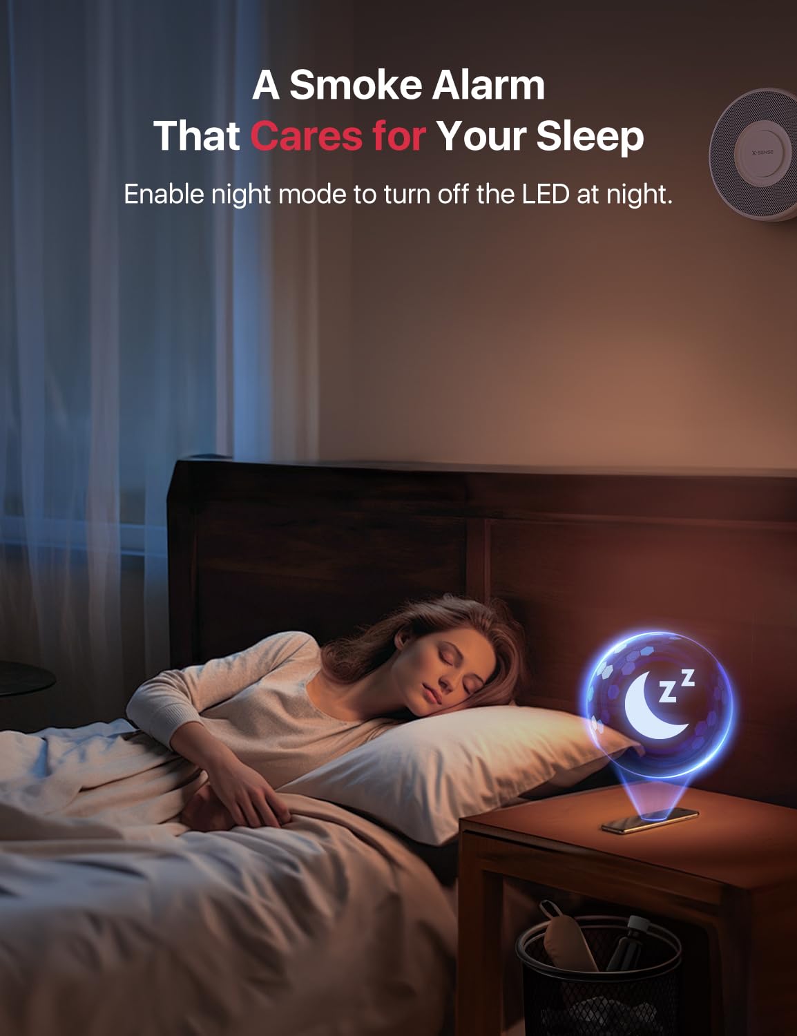 X-Sense Smart Smoke Detector with Voice Alerts and 17 Locations, Wi-Fi Smoke Alarm with SBS50 Base Station (Not Included), Test from APP, Wireless Interconnected Fire Alarm, Model XS0B-MR, 1-Pack
