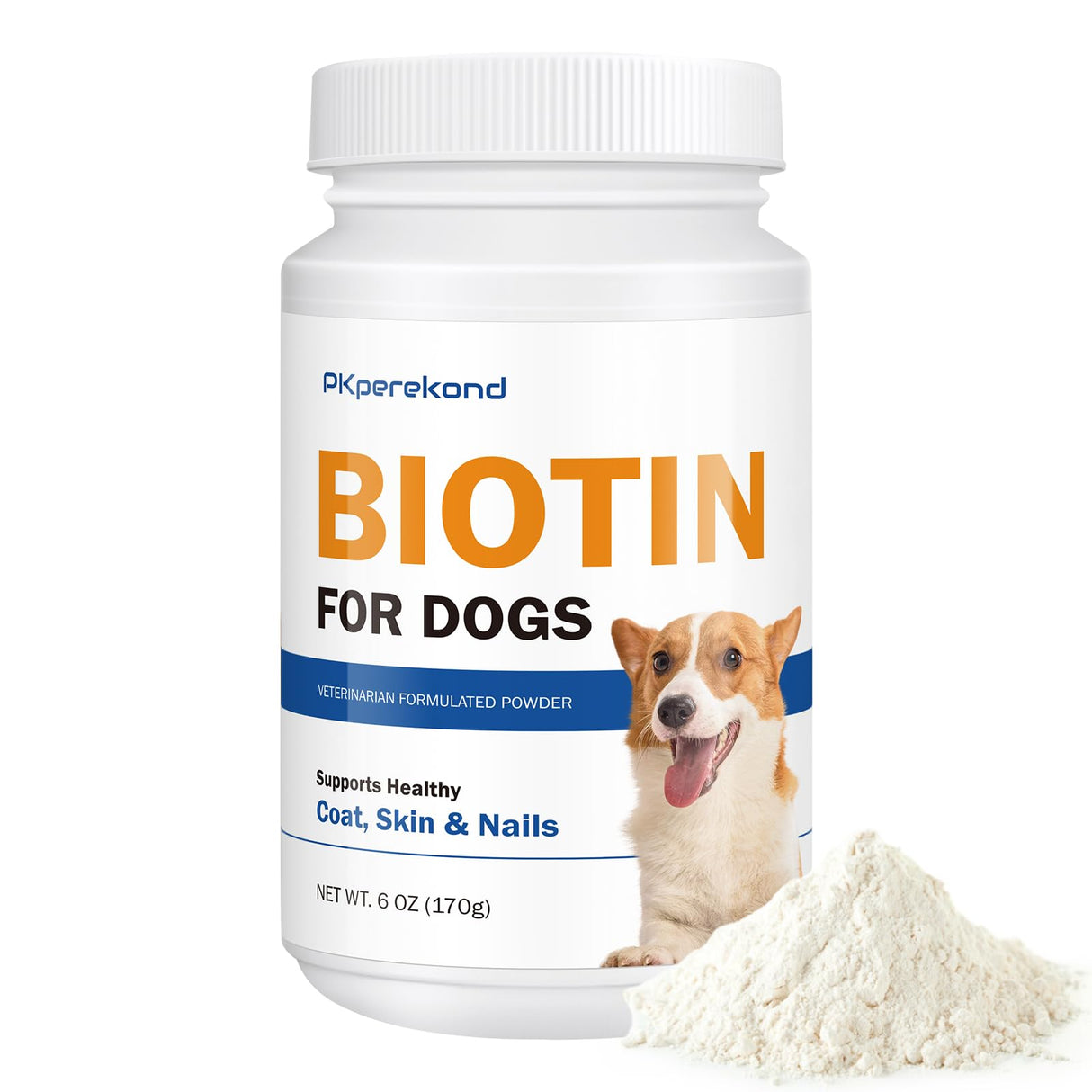 Biotin for Dogs, Supports Shiny Coat and Healthy Skin, Strengthens Dog Nails, Biotin Powder Supplement for Dog Shedding, Dry Skin Relief for Dogs, 6 oz