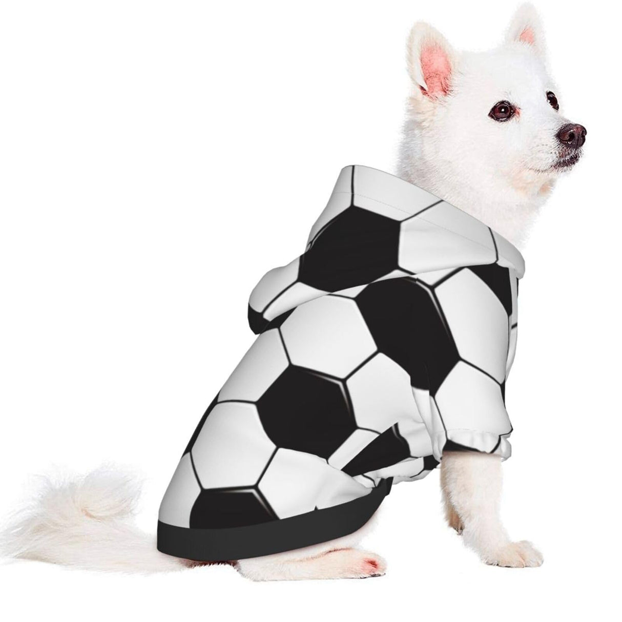 Soccer Ball White and Black Dog Hoodie Pet Clothes Sweaters with Hat