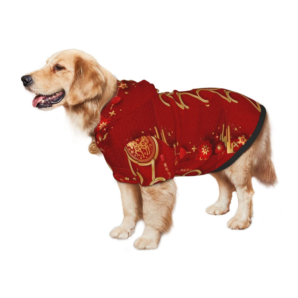 Year of The Horse 2026 Happy Chinese New Year Dog Hoodie Pullover Pet Costume Outfit Clothes for Medium Large Dogs Pet Sweater with Hat Hooded Sweatshirt Coat Small