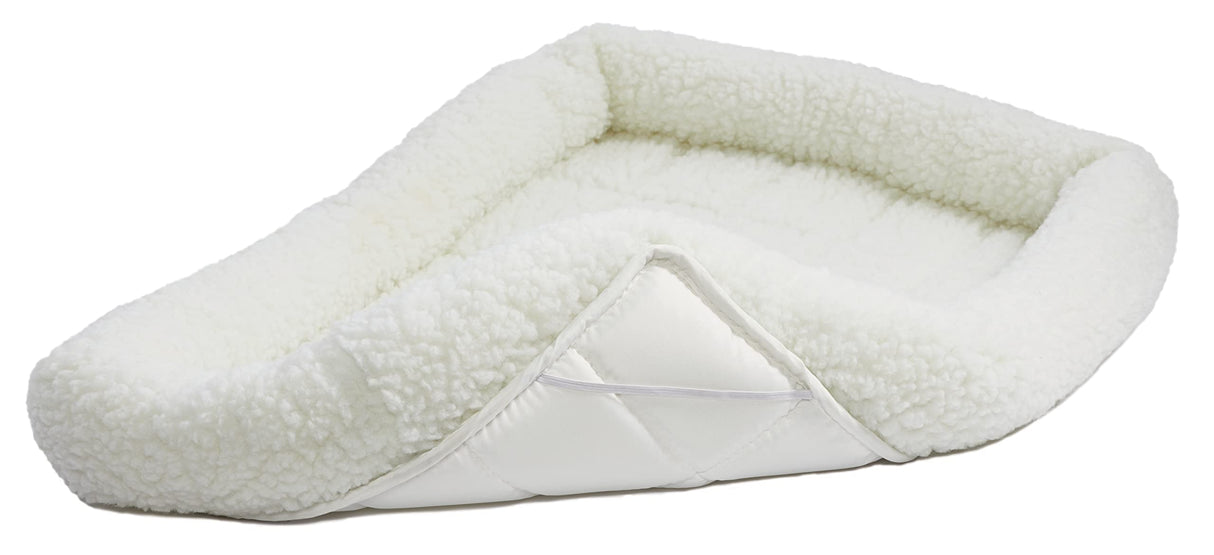 MidWest Homes for Pets QuietTime XXS Dog Bed – White Fleece Bolster, Ultra-Soft and Machine Washable, Fits 18-Inch Crates and Carriers, for Small Dogs and Cats