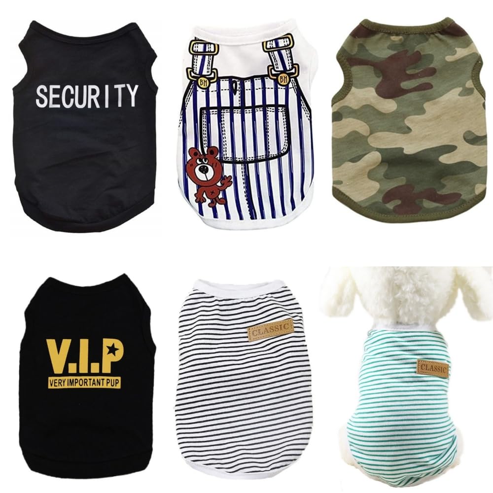 Small Dog Clothes for Boys Dogs Shirts Cat T Shirts Security French Bulldog Clothes Cute Oufits Doggy Apparels Yorkie Costume