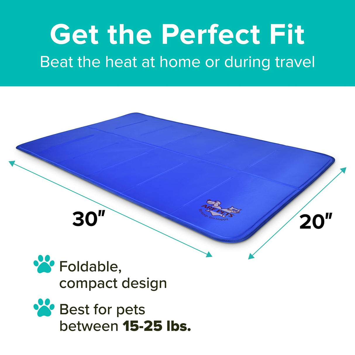 Arf Pets Cooling Mat for Dogs - Gel Self-Cooling Pad for Beds, Kennels & Crates | Durable, Non-Toxic, Pressure-Activated Relief | No Water, Electricity, Batteries or Refrigeration Needed, 20" x 30"