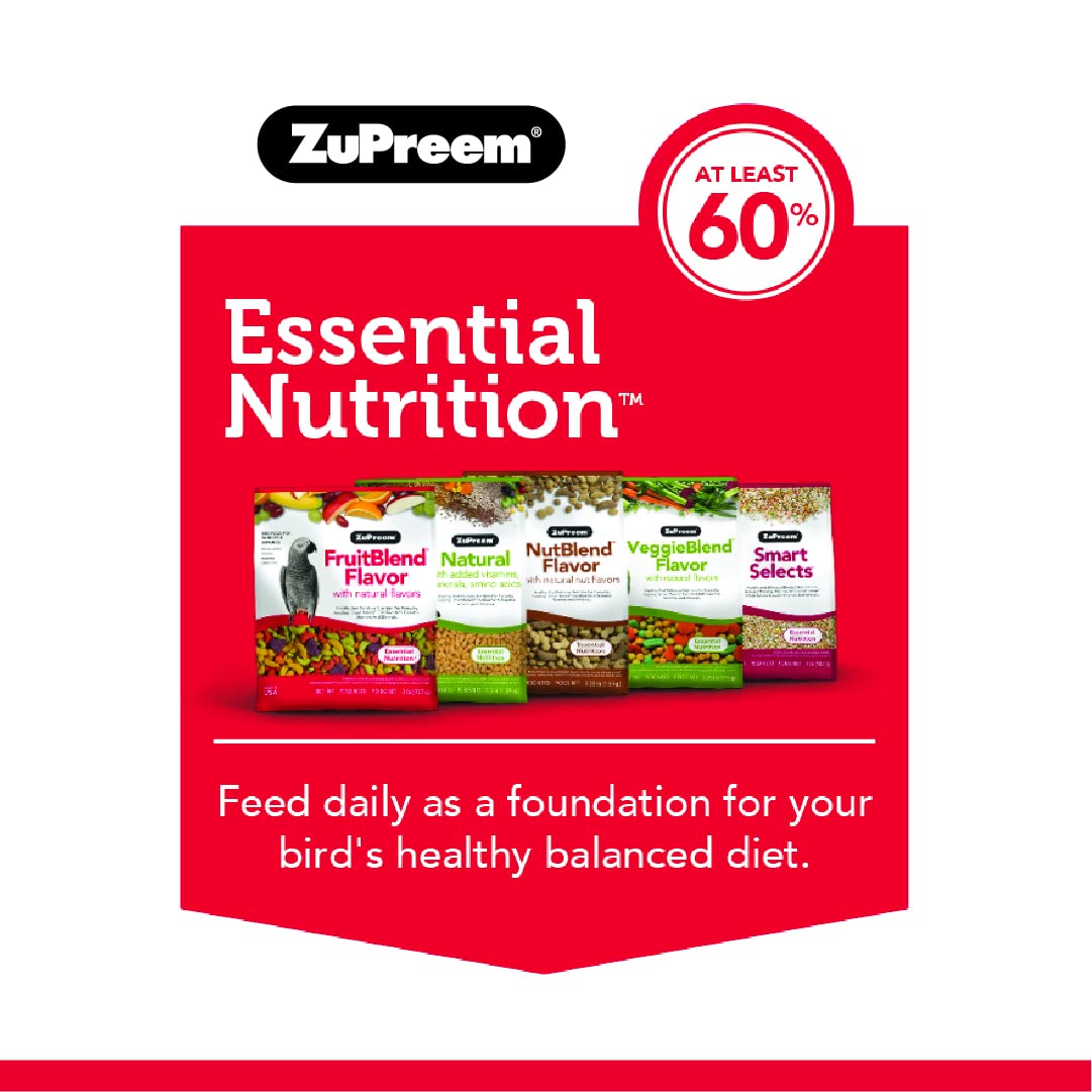 ZuPreem FruitBlend Bird Food, Bird Feed Pellets for Cockatiel, Lovebird, Quaker, Small Conure, Lorikeet, ZuPreem Core Nutrition with Natural Fruit, Cockatiel Food, Conure Feed, (Medium, 10 lb Bag)