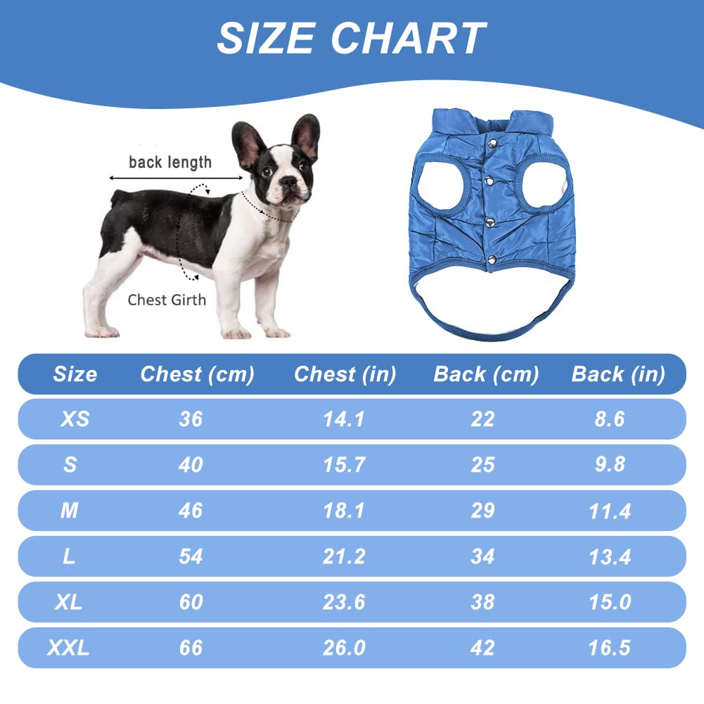 TQFlow Warm Dog Coat, Windproof Dog Jacket Fleece Pet Winter Coats Solid Color Dogs Clothes Cold Weather Pet Jacket Vest Soft Puppy Apparel for Small Medium Dogs Cat (XL, Blue)