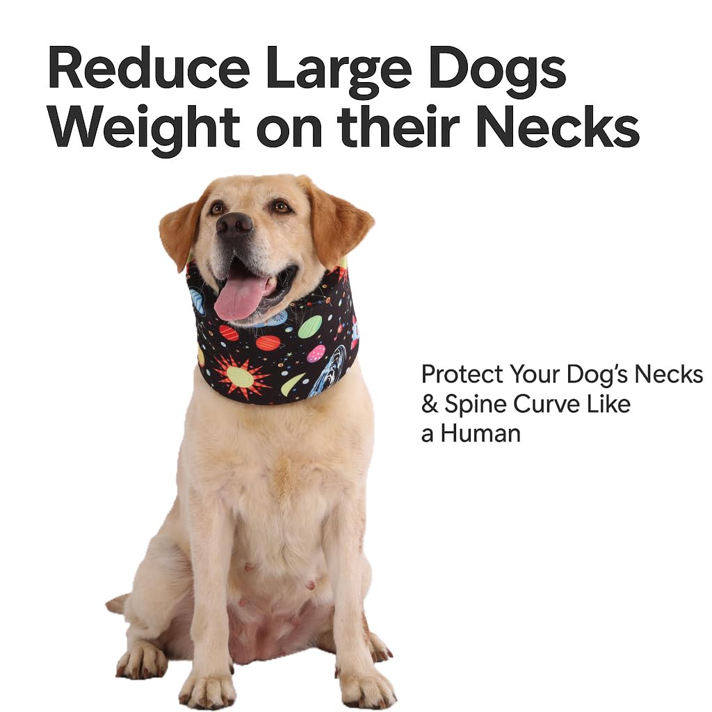 LovinPet Dog Recovery Collar, Adjustable Soft Cone for Medium & Large Dogs, Post-Surgery Comfort & Lick Prevention, Interstellar Black Print,Black