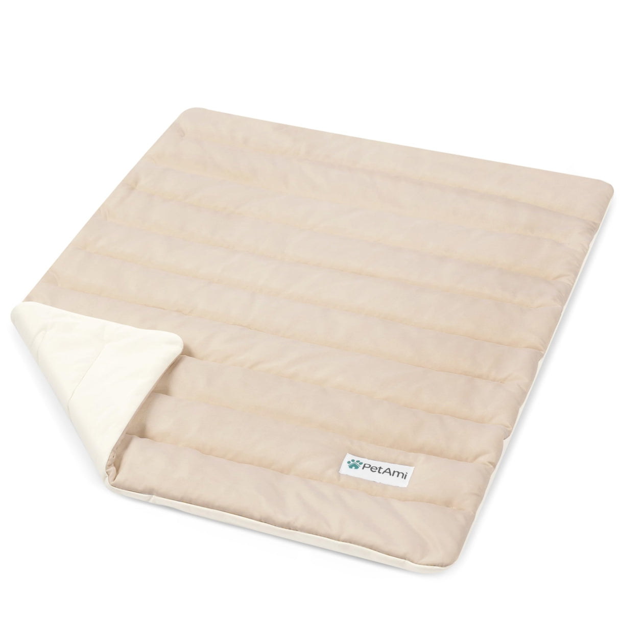 PetAmi Cooling Mat for Dog, Premium Pet Cooling Blanket for Crate Kennel, Indoor Cat Cool Sleeping Pad, Q-MAX Cold Sofa Couch Cover for Summer, Taupe/Beige, Small (24x32)