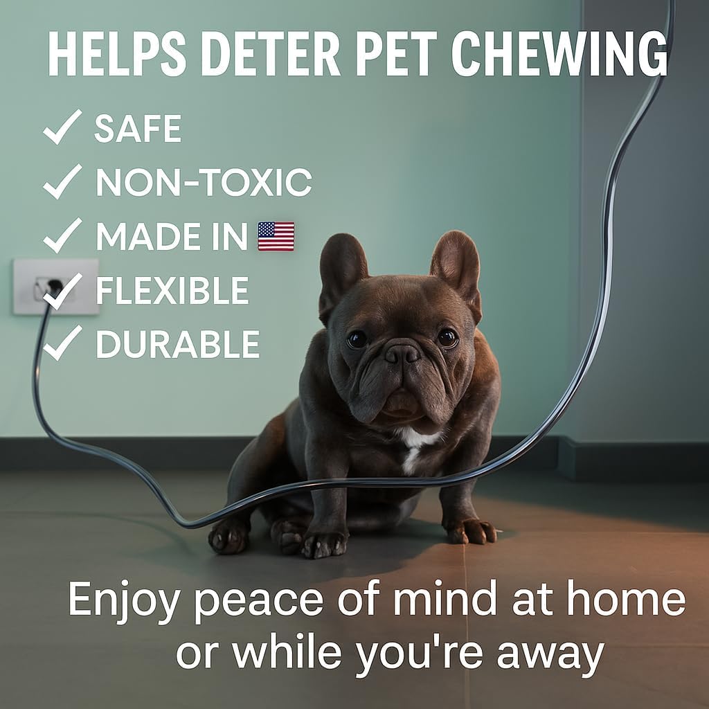 PETCORDS Black Dog and Cat Cord Protector- Protects Your Pets from Chewing Through Insulated Cables up to 10ft, Unscented, Odorless