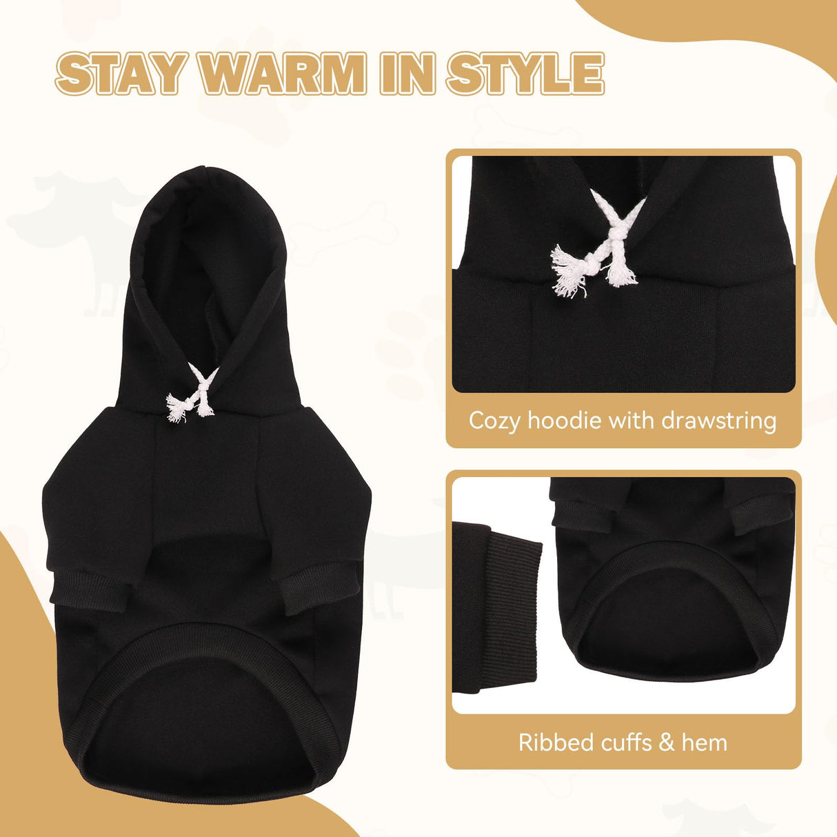 4XL Dog Sweaters for Large Dogs,Security Dog Hoodie,Warm Brushed Fleece Sweatshirt with Hood & Pocket,Leash Hole,Cozy Cold Weather Pet Clothes Sweater Hoodie for Large Dogs,4XL