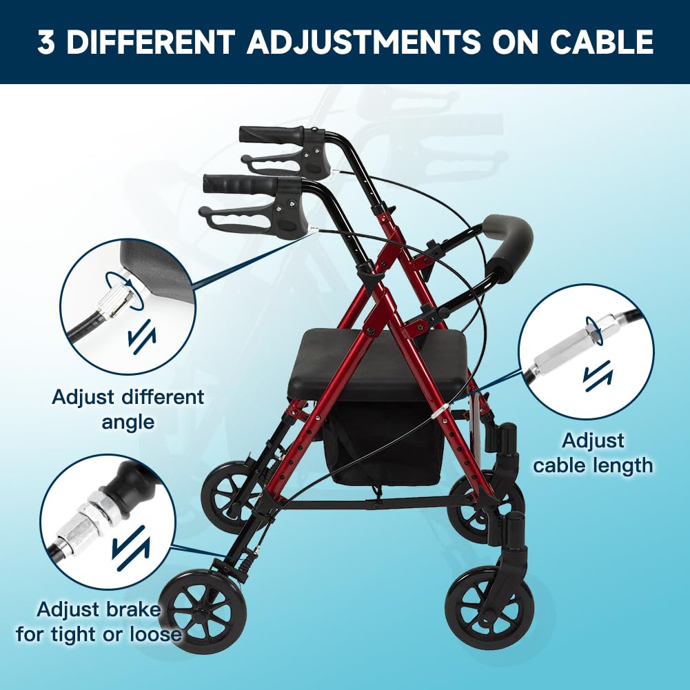 FVRITO 2 Pack 41'' Rollator Brake Cable Replacement for Drive Mobility Rolling Walker Medline Transport Knee Scooter Folding Wheelchair, Brake Cables for Most Walker Seniors Medical Accessories Parts