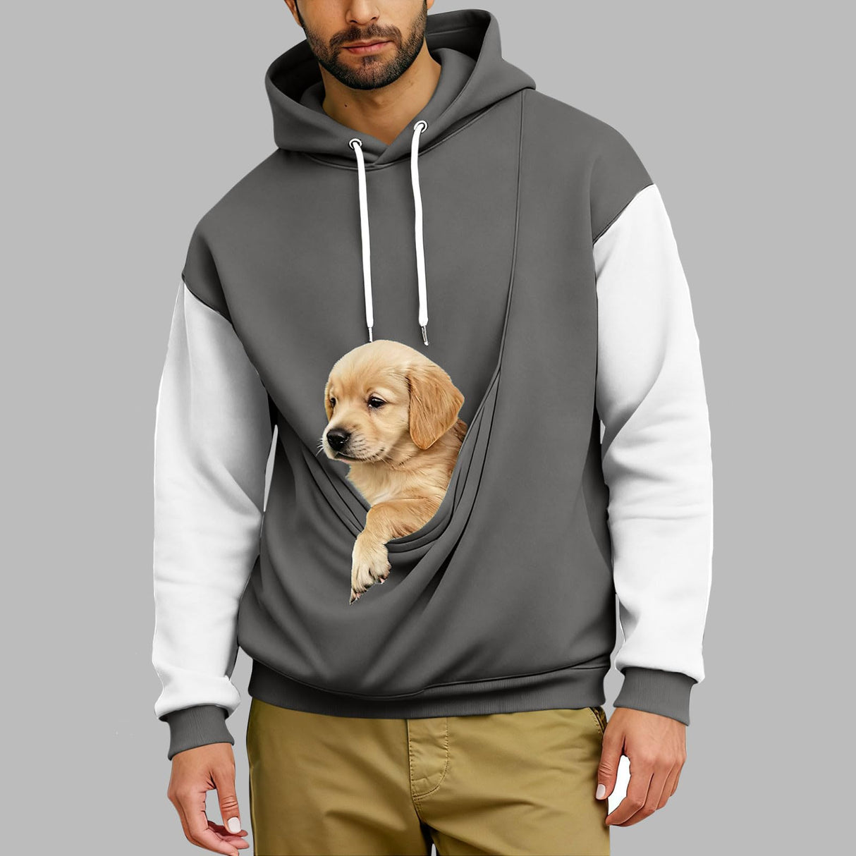 Unisex Dog Pouch Hoodie Oversized Comfy Long Sleeve Kangaroo Pouch Sweatshirt Animal Holder Pullover Tops