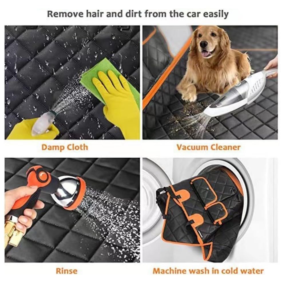M/P Dog car seat Cover for Pets 100% Waterproof Seat Cover Hammock with Mesh Window 600 D Heavy Duty Scratch Proof Nonslip Durable Soft Back seat Cover for Cars Trucks and SUVs seat Covers