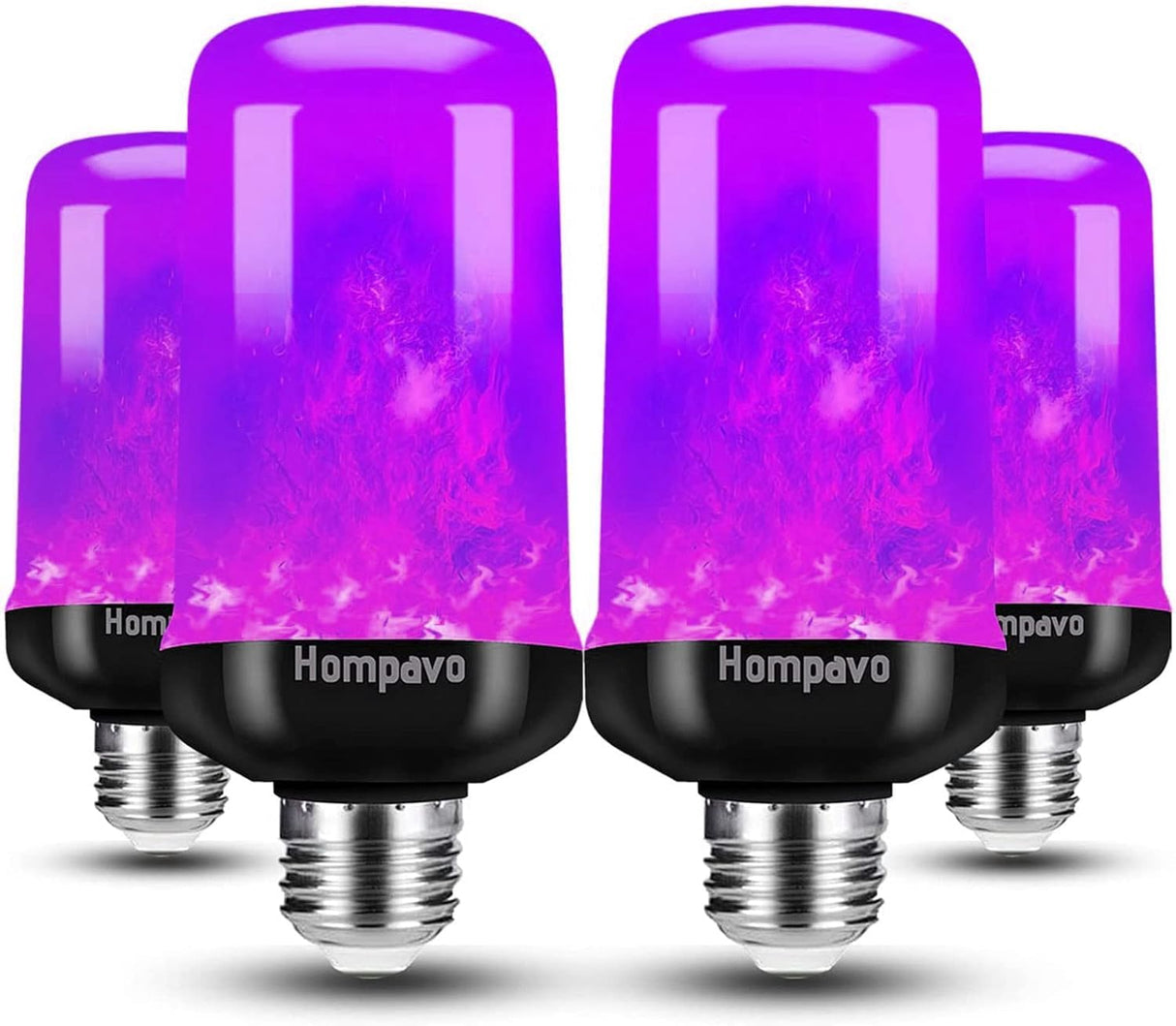 Hompavo 【Upgraded LED Flame Light Bulbs Halloween Decorations, 4 Modes Flickering Light Bulbs with Upside Down Effect, E26/E27 Flame Bulb for Christmas Party Home Indoor & Outdoor (4 Pack)