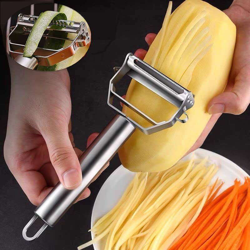 Julienne Peeler, Stainless Steel Vegetable Peeler, Double-Blade Vegetable Slicer, and Fruit Slicer