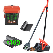 Load image into Gallery viewer, TIMINGILA 36" Pooper Scooper Swivel Bin & Rake with 100 Dog Poop Bags,Adjustable Long Handle for No-Bend Cleanup,Portable Non-Breakable Dog Poop Scooper for Large Medium Small Dogs