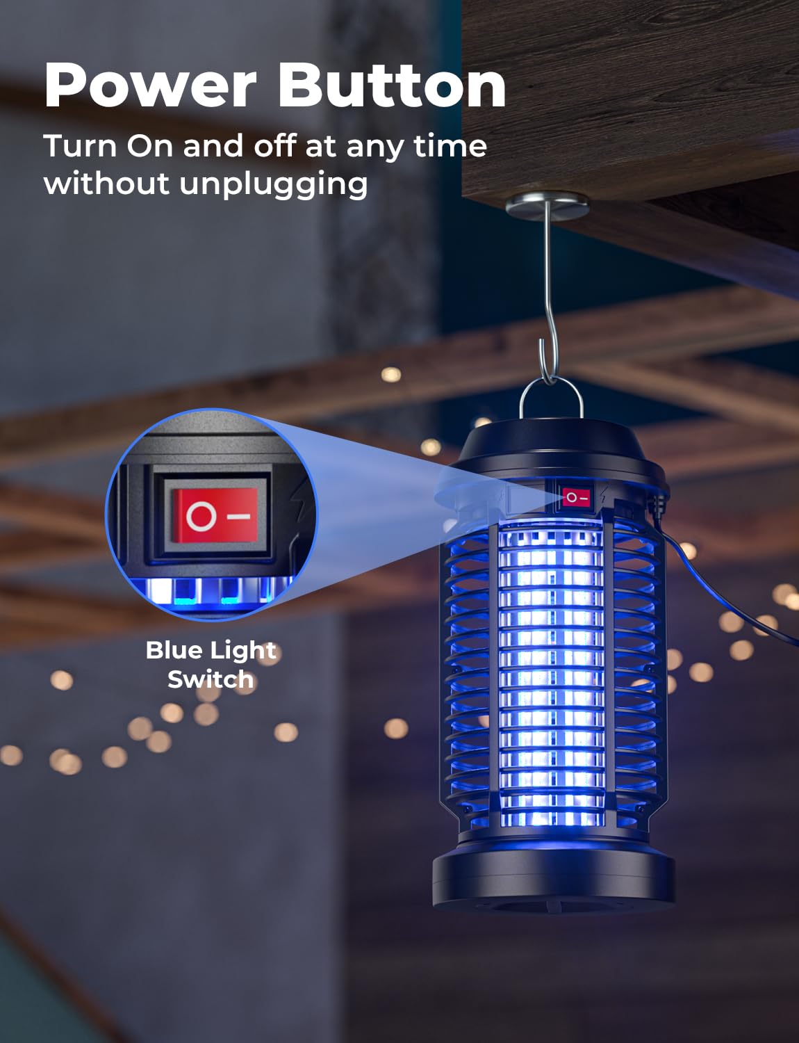 YISSVIC Bug Zapper Outdoor Indoor Waterproof Electric Mosquito Lamp Fly Zapper Killer Effective 4200V Plug in for Home Patio Office Courtyard