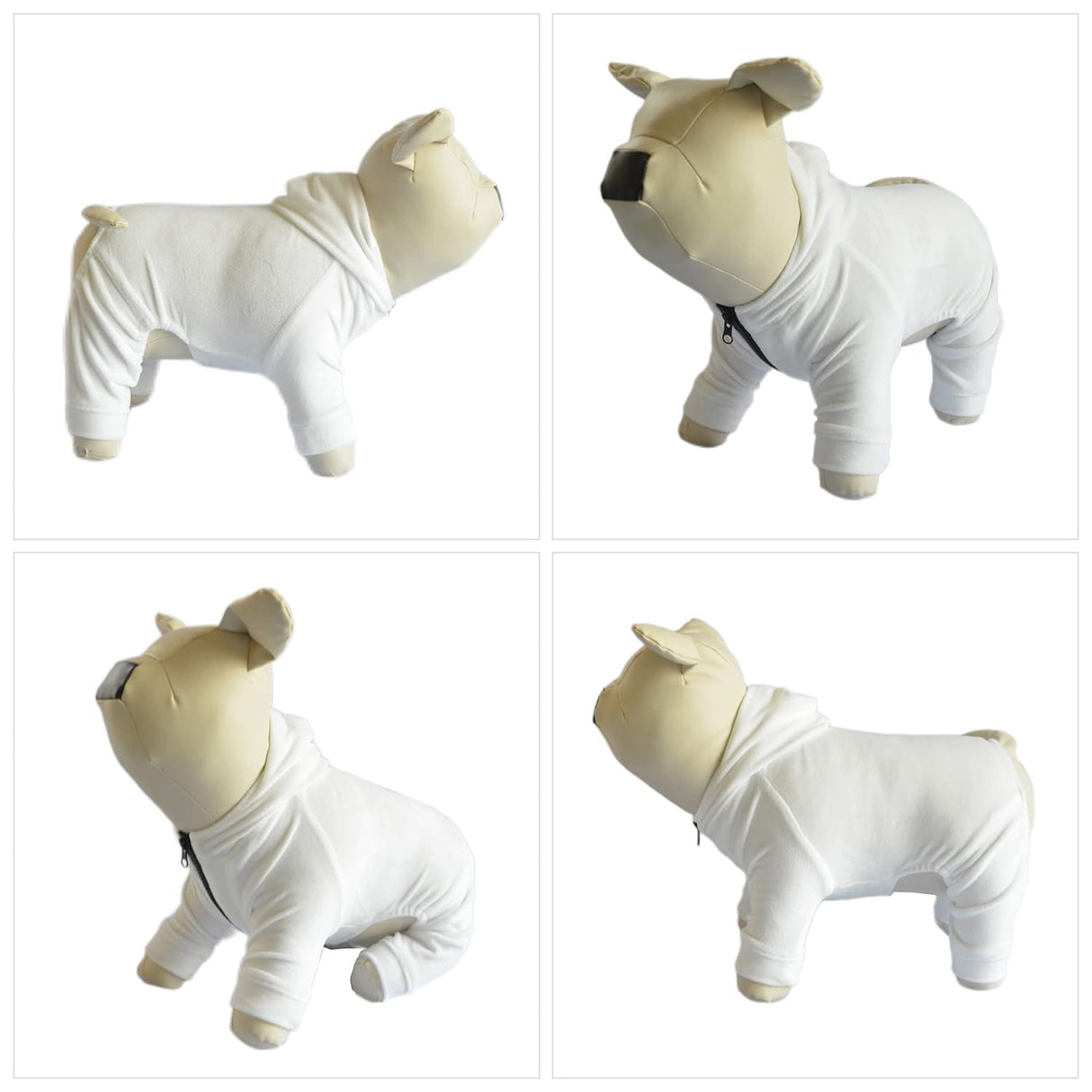 Dog Pajamas Pet Jumpsuits PJS for All Seasons, Velvet Dog Hoodies 4 Legs Four Feet Dog Onesies Stylish PJS Puppy Costume Cotton Liner Warm Pet Clothes for Small Medium Large Dogs White S