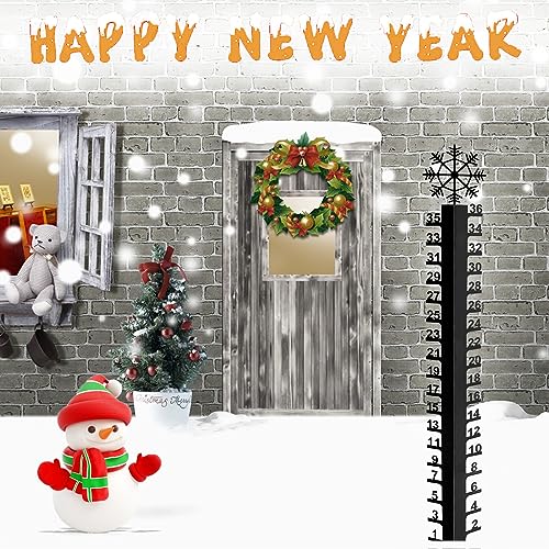 36 inch Snow Gauge Outdoor,Snowflake Iron Art Snow Gauge,Metal Snow Measuring Stick,Snowfall Measuring Gauge Snow Ruler,Snow Depth Measure Rod for Yard, Lawn, Garden and Christmas Decoration Gift
