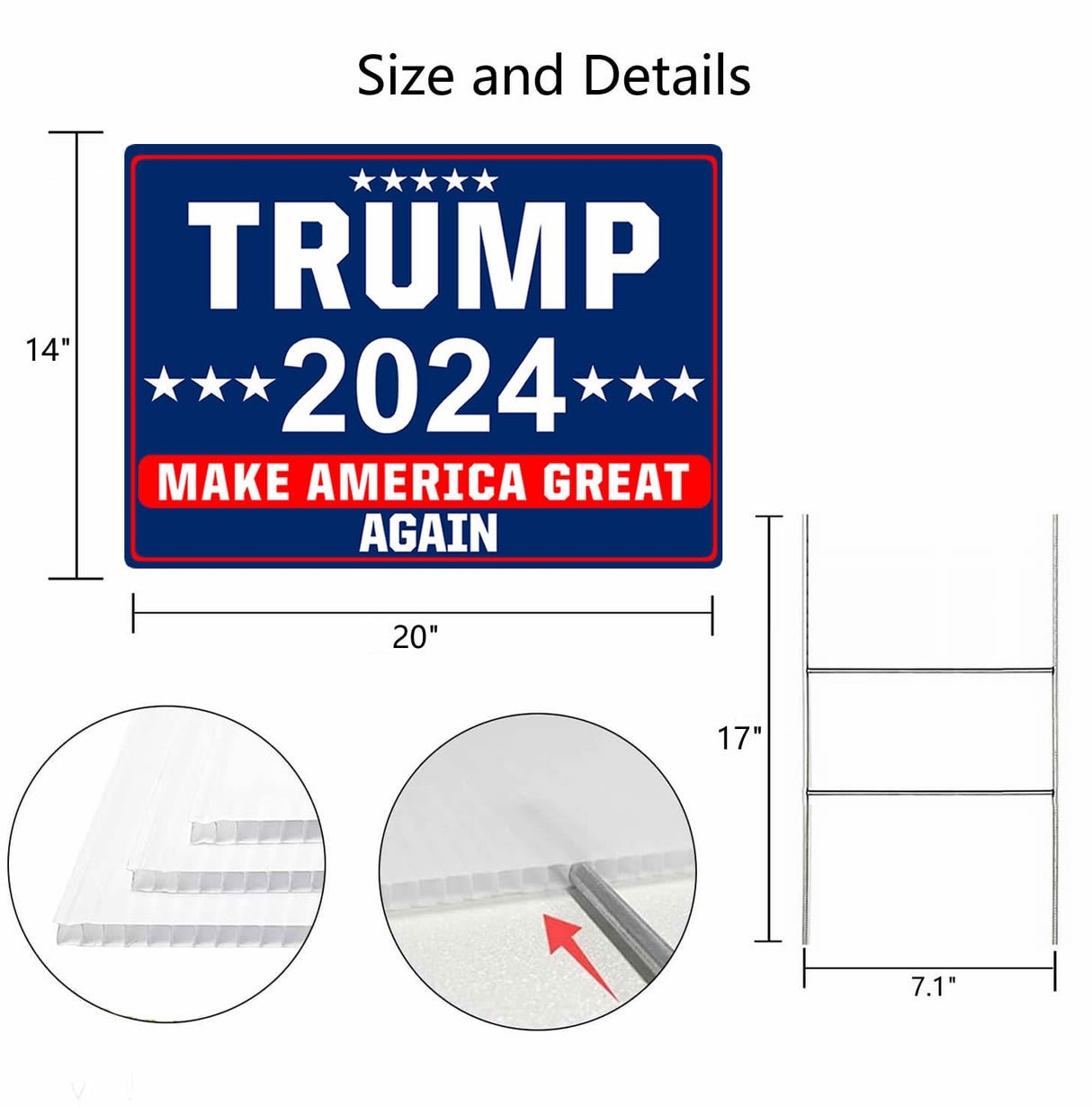 Shmbada Trump 2024 Make America Great Again MAGA Yard Sign with Metal Stake - 20 x 14 Inch Double Sided Outdoor Decorative Trump Signs for Garden Yard Lawn House