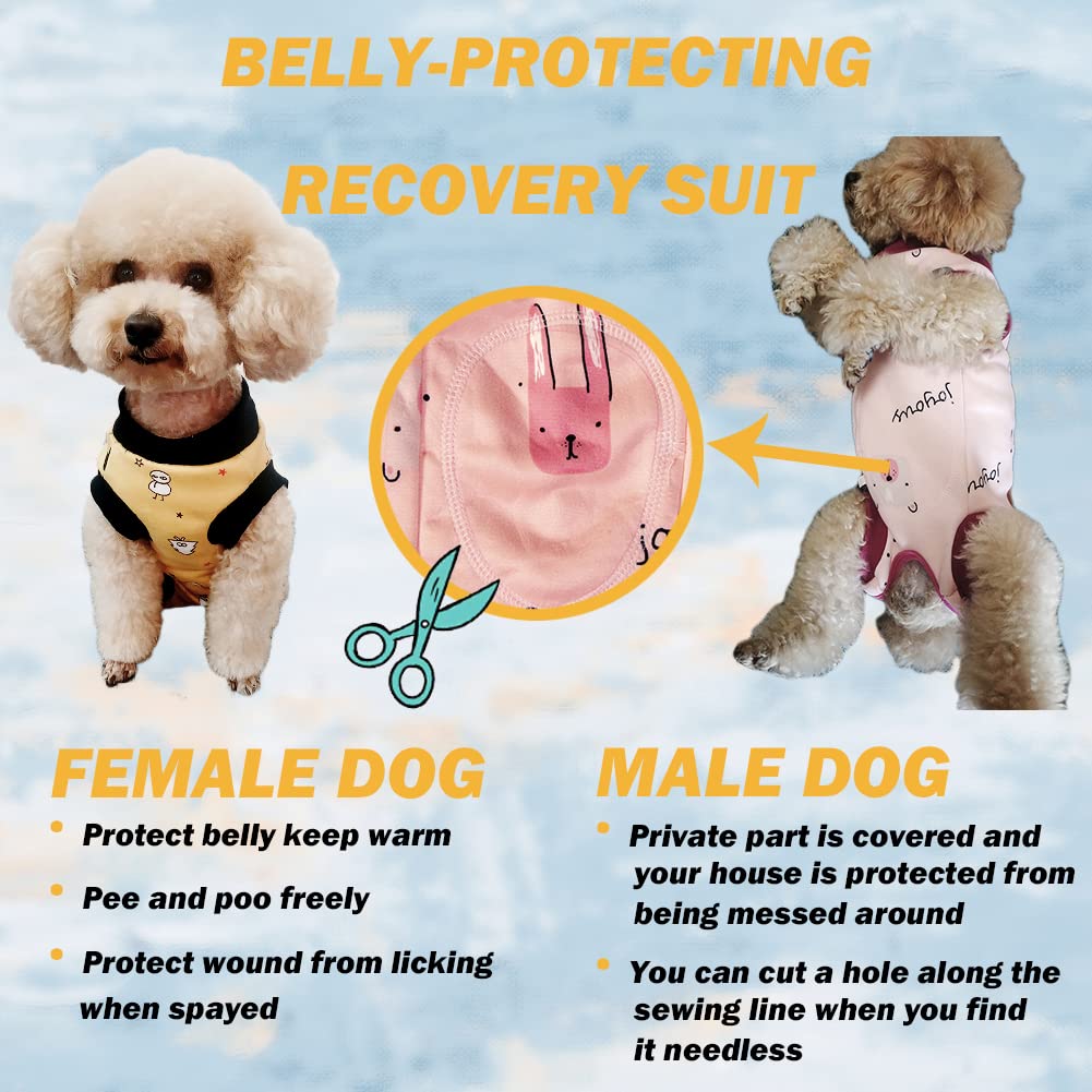 RSS07 Winter Fleece Wound Protective Clothes for Puppy, Little Animals - Warm Dog Vest, Windproof Spay Recovery Suit (Yellow-Black-M)